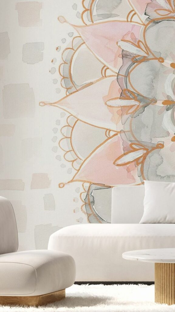 Soft Watercolor Mandala Energy Spiritual Art for Zen Home Decor Wallpaper