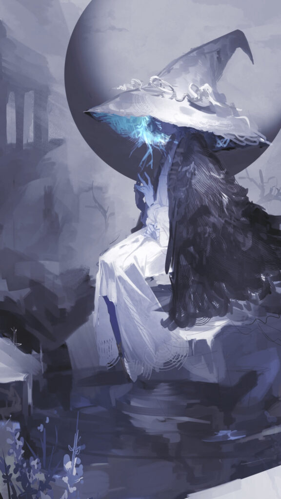 Ethereal Lunar Witch Fantasy Art Mobile Wallpaper