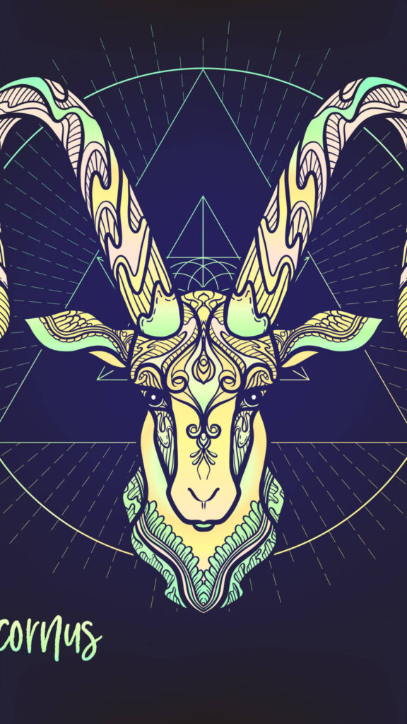 Mystical Capricorn Zodiac Mountain Goat Sacred Geometry Aesthetic Wallpaper