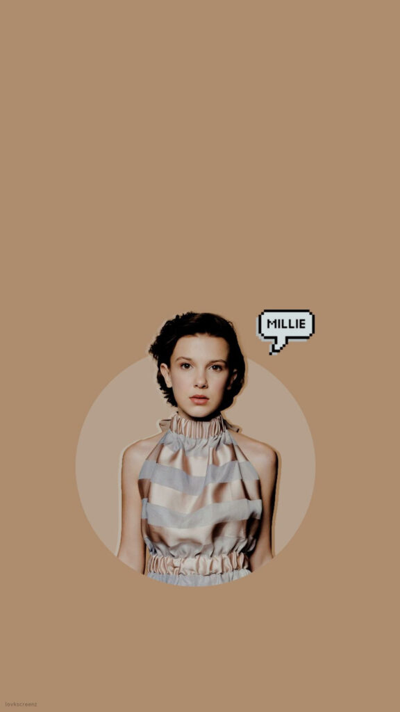 Minimalist Portrait of Millie Bobby Brown Mobile Wallpaper