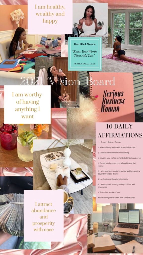 Manifestation Vision Board and Success Mindset Aesthetic Wallpaper