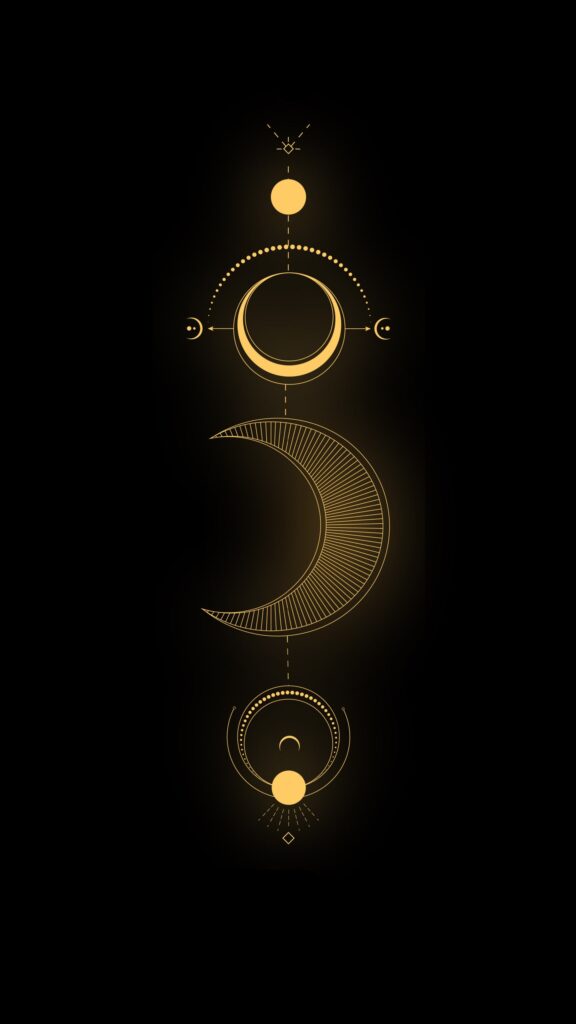 Sacred Geometry Moon Phase Aesthetic Spiritual Energy Mobile Wallpaper