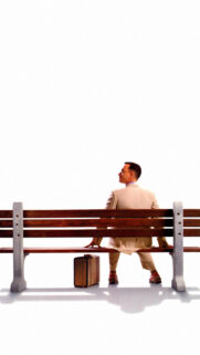 Minimalist Forrest Gump Bench Sitting Mobile Wallpaper