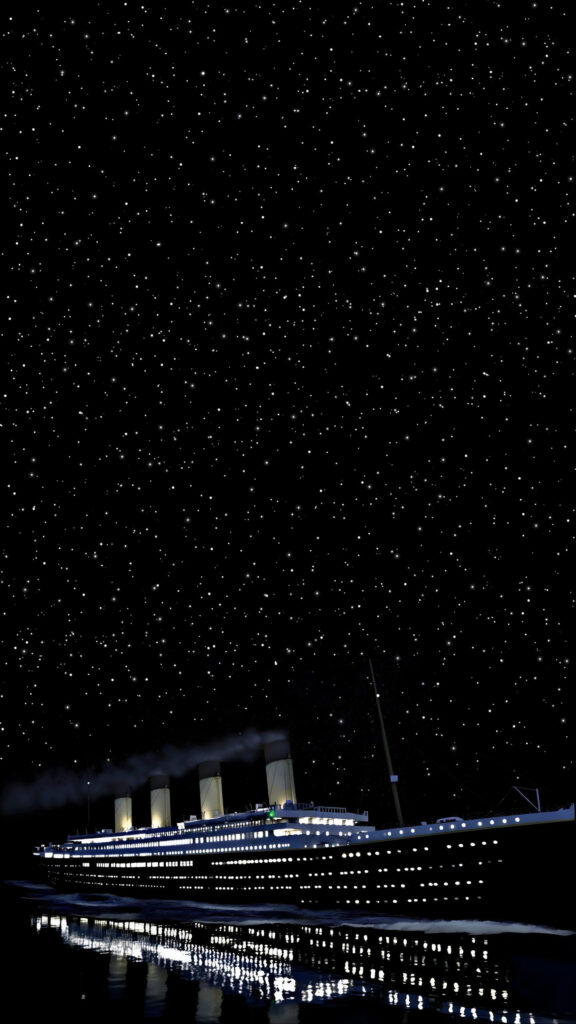 Illuminated Cruise Ship Under Starry Night Mobile Wallpaper