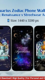 Aquarius Zodiac Aesthetic Renaissance and Celestial Phone Wallpaper