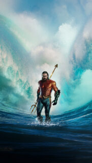 Aquaman Standing Against Ocean Waves 4K Mobile Wallpaper
