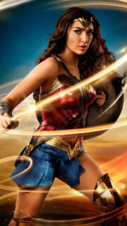 Wonder Woman Gal Gadot Action Pose Mobile Wallpaper