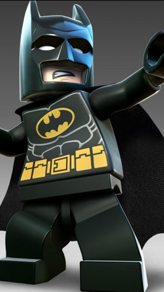 Lego Batman Dynamic Action Pose Mobile Wallpaper