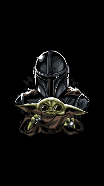 Minimalist The Mandalorian and Grogu 4K Mobile Wallpaper