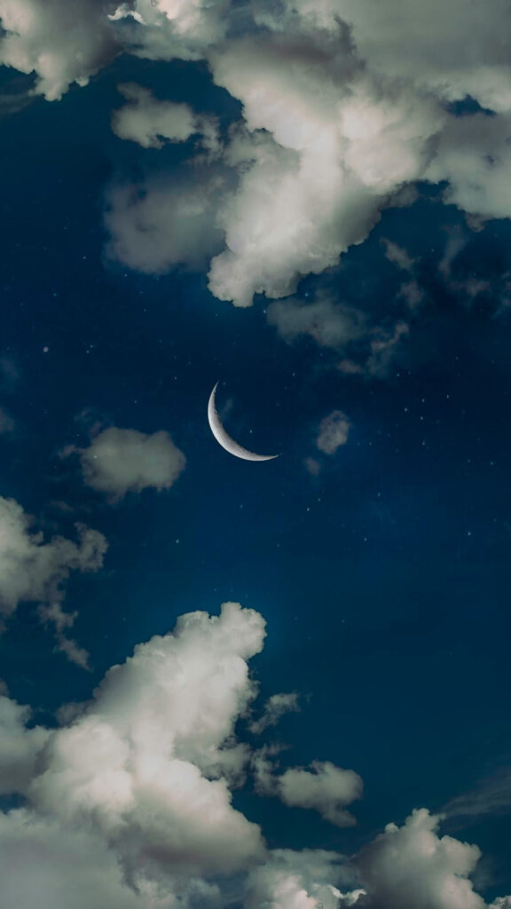 Waxing Crescent Moon Celestial Aesthetic Spiritual Energy Wallpaper