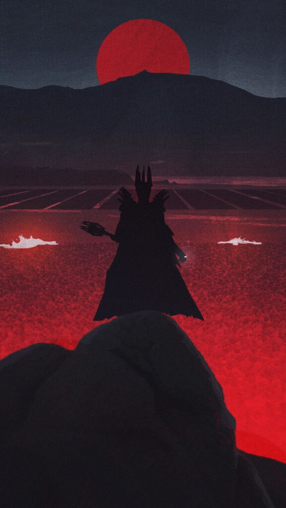 Dark Fantasy Sauron Silhouette Minimalist Mobile Wallpaper