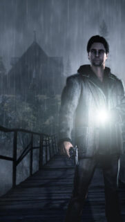 Alan Wake Character in Rain Mobile Wallpaper