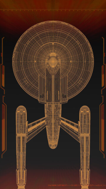 Star Trek Enterprise Wireframe Blueprint Mobile Wallpaper