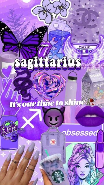 Purple Sagittarius Aesthetic Zodiac Sign Manifestation Wallpaper