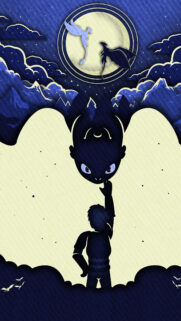 How to Train Your Dragon Silhouette Night Phone Wallpaper