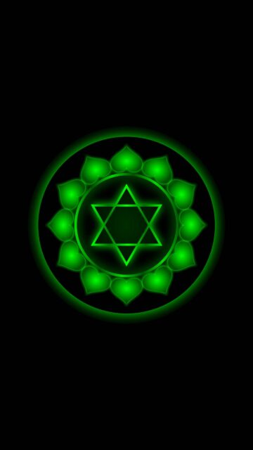 Glowing Anahata Heart Chakra Hexagram Spiritual Energy Wallpaper