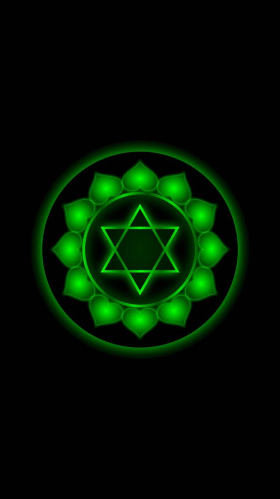 Glowing Anahata Heart Chakra Hexagram Spiritual Energy Wallpaper