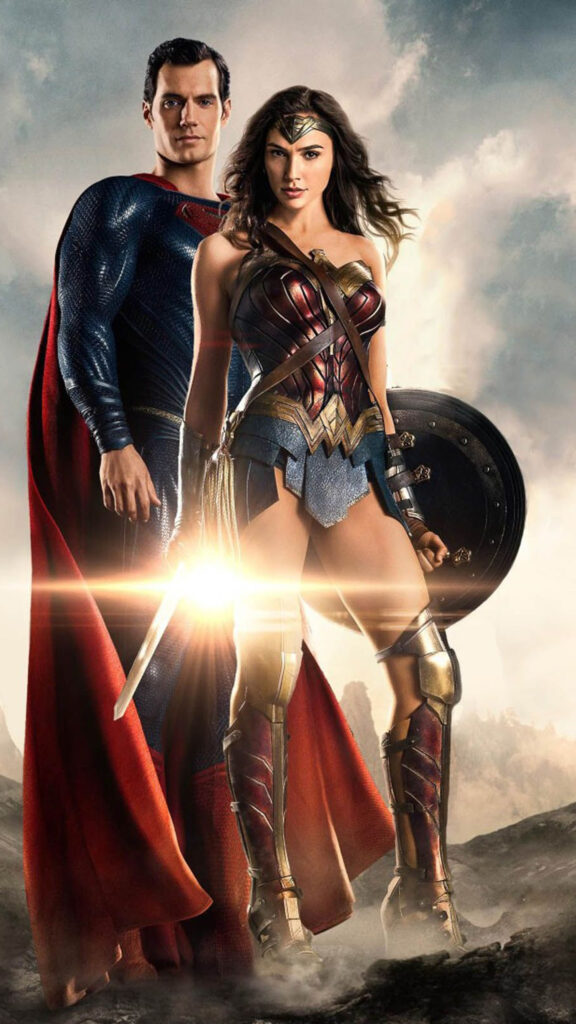 Superman and Wonder Woman Cinematic 4K Mobile Wallpaper