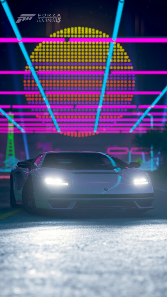 Lamborghini Countach Retro Neon Mobile Wallpaper