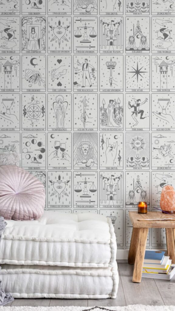Mystical Vintage Tarot Card Collage Aesthetic Spiritual Wallpaper