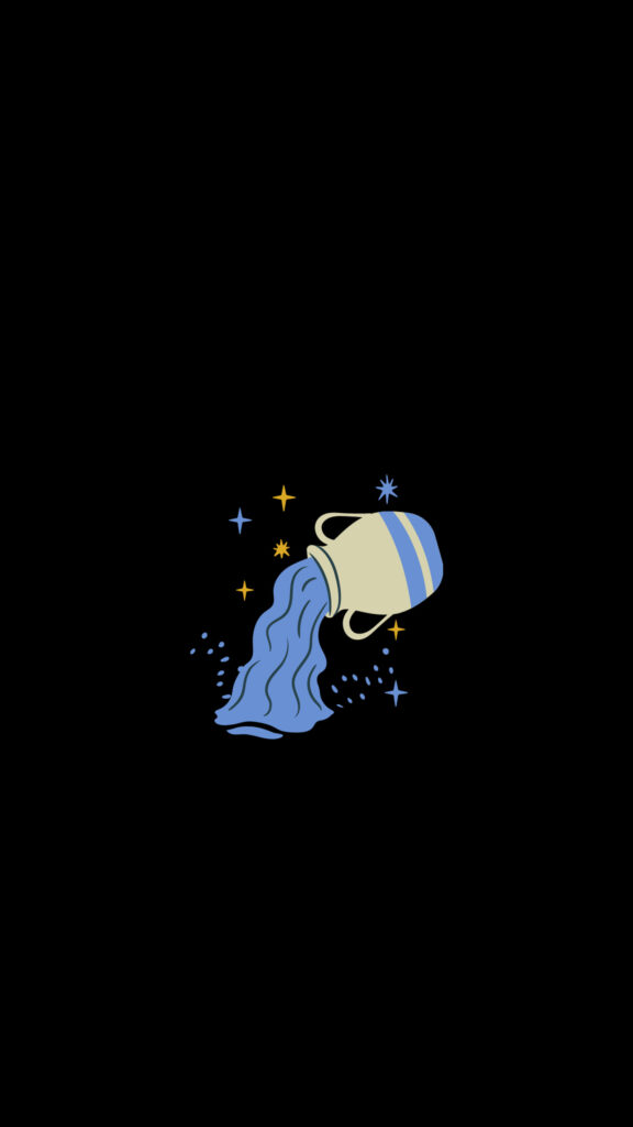 Minimalist Aquarius Water Bearer Zodiac Sign Aesthetic Phone Wallpaper