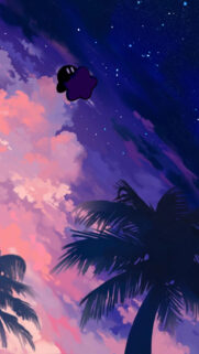 Kirby Among Tropical Clouds Dreamy Aesthetic Mobile Wallpaper