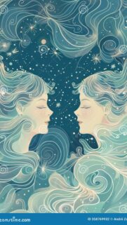 Gemini Zodiac Dual Faces Celestial Stars Art Phone Wallpaper