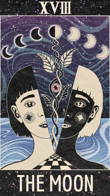 The Moon Tarot Card Symbolic Dual Nature Spiritual Art Wallpaper