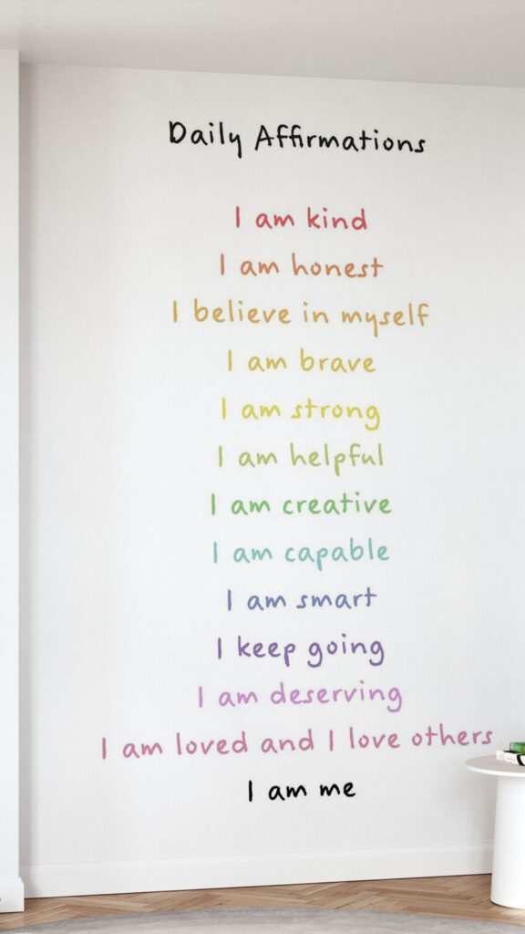Positive Daily Affirmation Vision Board for Manifesting Self-Love Wallpaper
