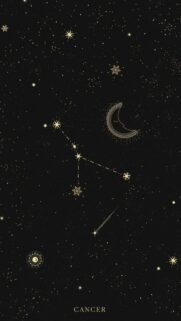 Cancer Zodiac Sign Constellation Aesthetic Gold Celestial Phone Wallpaper