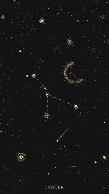 Cancer Zodiac Sign Constellation Aesthetic Gold Celestial Phone Wallpaper