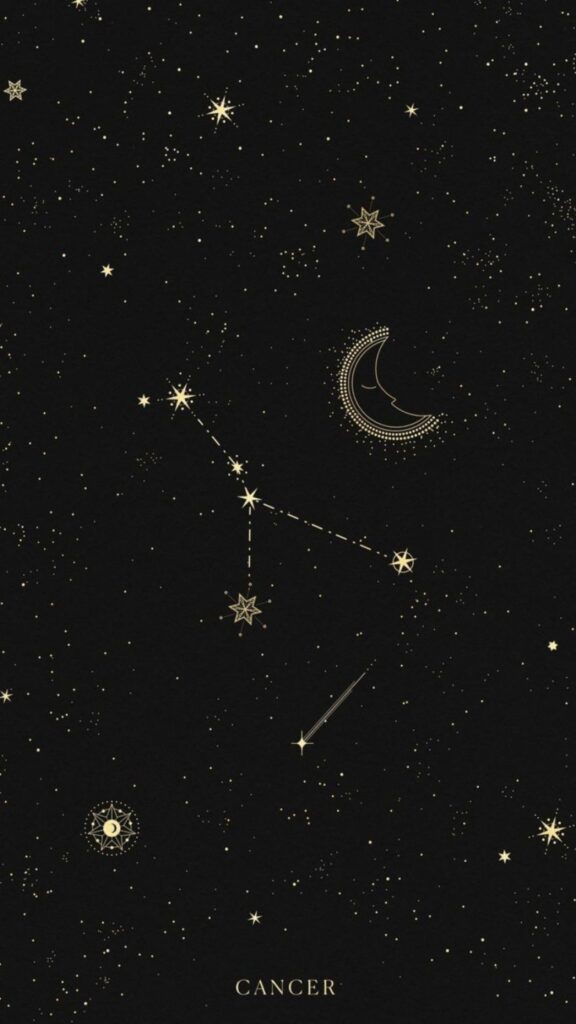 Cancer Zodiac Sign Constellation Aesthetic Gold Celestial Phone Wallpaper