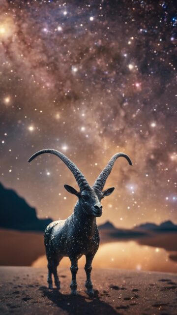 Cosmic Capricorn Zodiac Constellation Mountain Ambition Phone Wallpaper
