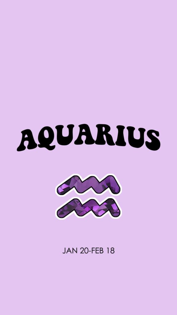 Aquarius Aesthetic Zodiac Sign Purple Crystal Energy Phone Wallpaper