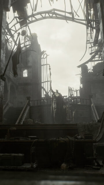 Ruined Church Statue Mobile Wallpaper