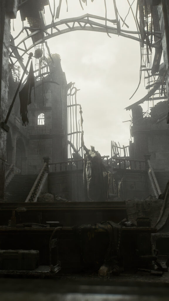 Ruined Church Statue Mobile Wallpaper
