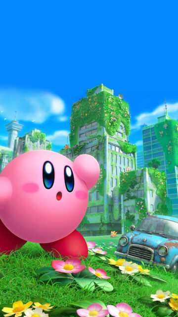 Kirby and the Forgotten Land Overgrown City Mobile Wallpaper