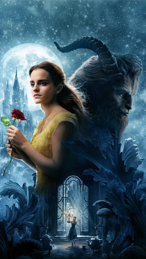 Emma Watson as Belle and The Beast Cinematic Mobile Wallpaper