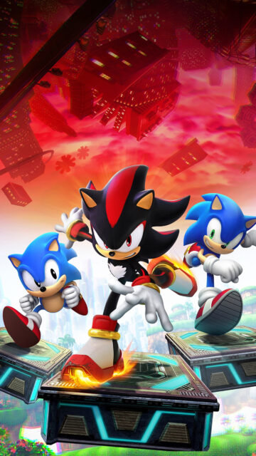 Sonic and Shadow Action Scene Mobile Wallpaper