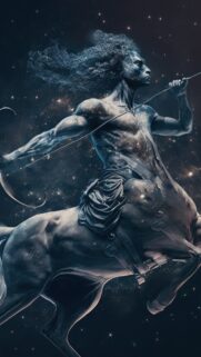 Celestial Sagittarius Fire Spirit Cosmic Archer Zodiac Phone Wallpaper