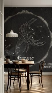 Stunning Scorpio Zodiac Constellation Dark Aesthetic Wall Art Wallpaper