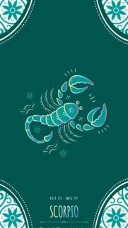 Mystical Scorpio Zodiac Aesthetic Teal and Gold Phone Wallpaper
