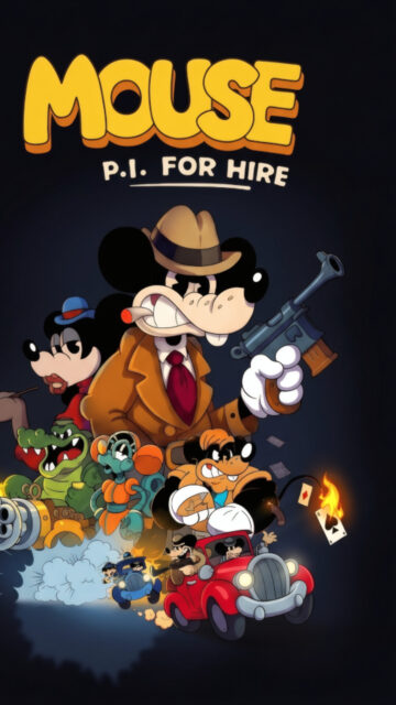 Mouse P.I. For Hire Noir Cartoon Style Mobile Wallpaper