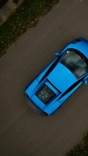 Stunning Top View Blue Lamborghini Supercar Mobile Wallpaper