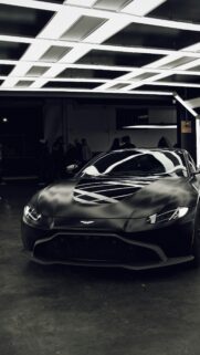 Matte Black Aston Martin Vantage Sports Car Phone Wallpaper