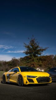 Stunning Yellow Audi R8 Supercar High Definition Phone Wallpaper