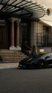 Black Lamborghini Revuelto Supercar at Hotel de Paris Wallpaper