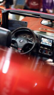 Red BMW Z3 Roadster Interior Dashboard 4K Phone Wallpaper