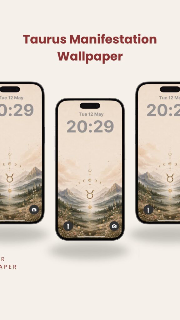 Taurus Earth Aesthetic Manifestation and Zodiac Sign Phone Wallpaper
