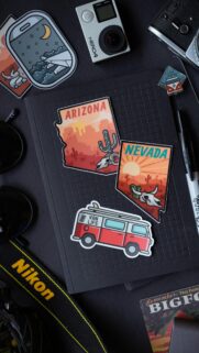 Travel Adventure Stickers on Grid Notebook Aesthetic Wallpaper